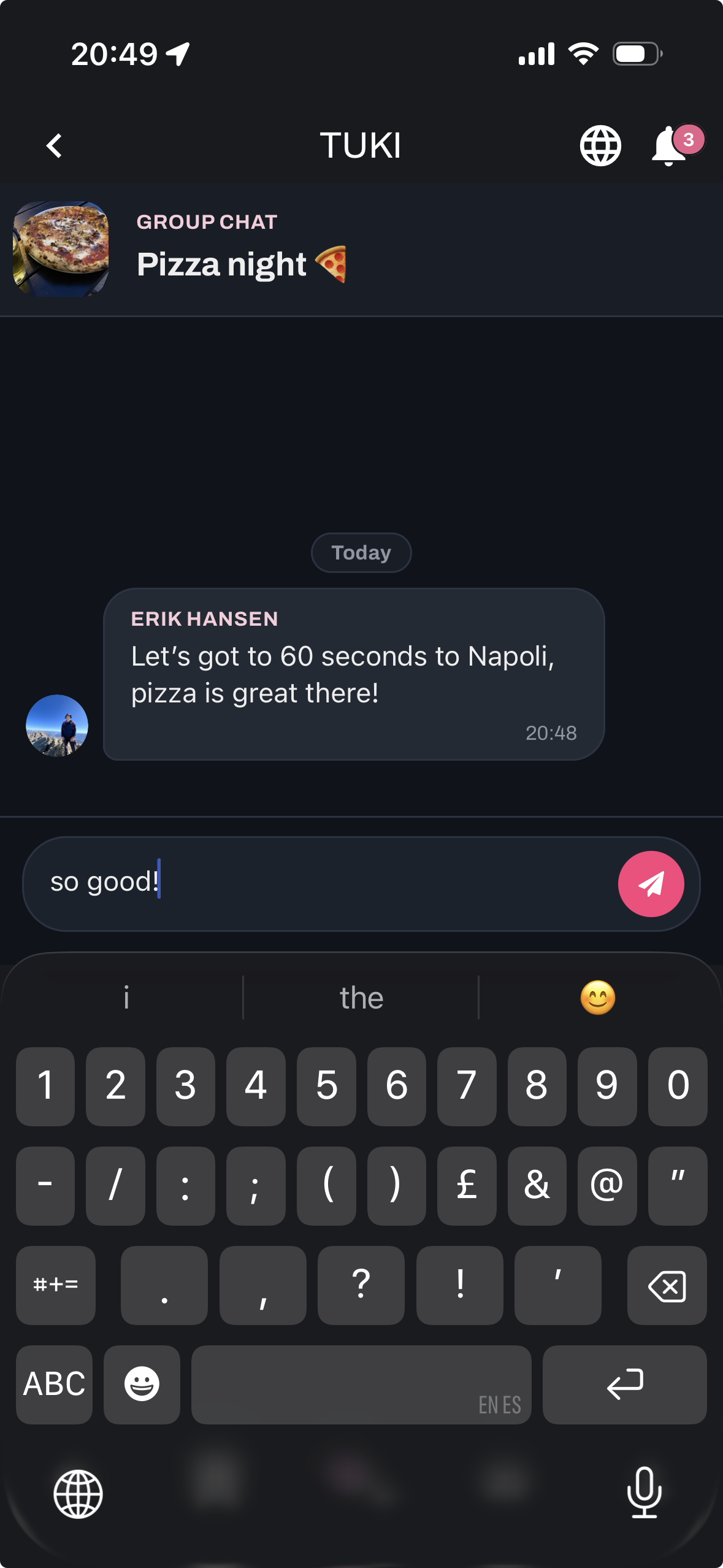 Chat groups for plans and personal chats